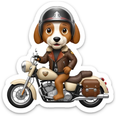 mad bassett hound on a motorcycle sticker