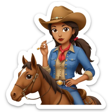 Cowgirl on a horse smoking a cigarette  sticker