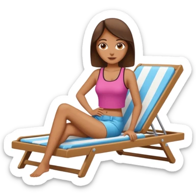 woman sitting on a sunbed - she must be dressed normally sticker