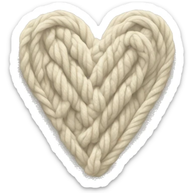 Cream Cable knit heart sticker