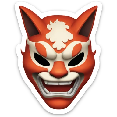 Oni kitsune japanese mask sticker