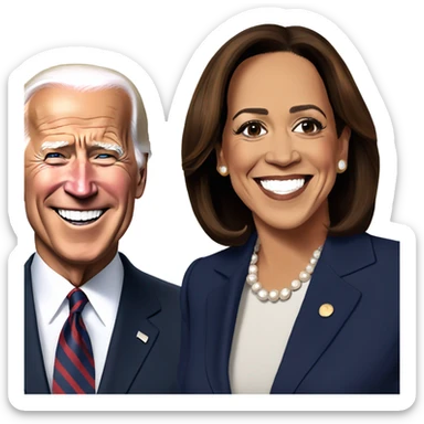 Kamala harris smiling with joe biden sticker