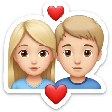 girl and boy in love with hearts between them sticker