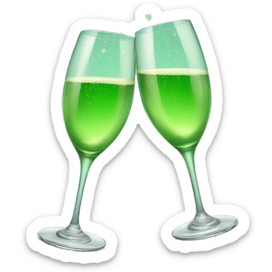 two green champagne glasses cheering sticker