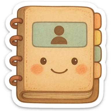 ghibli style whimsical CRM contact book with friendly face and soft colors sticker