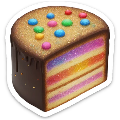 Realistic cake with colorful glitter sticker