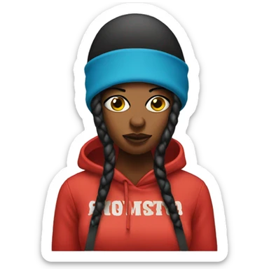 Female rapper with a ski mask sticker