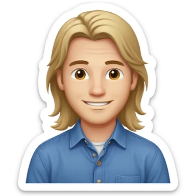 homme jeune cheveux long avec le sourire style européen sticker