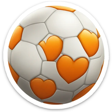 Soccer bal with oranje heart  sticker
