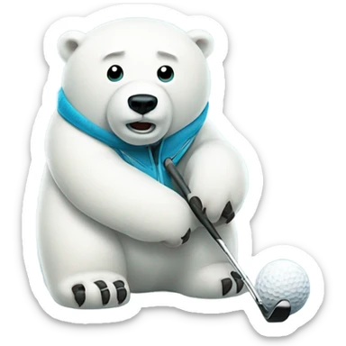 golfing polar bear sticker