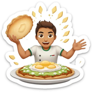 person smashing a Hungarian lángos with energetic expression sticker