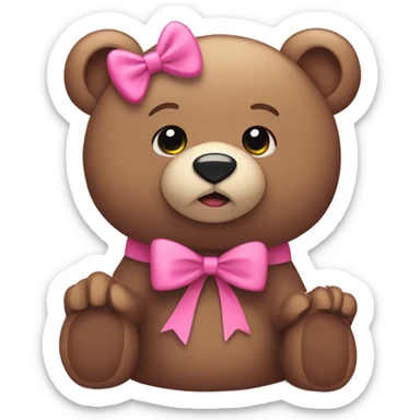 bear with pink bow  sticker