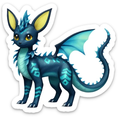 Scaley Scary Opalescent Luminescent Umbreon-Amaura-Vaporeon-Salandit-Fakémon-fusion (full body) sticker