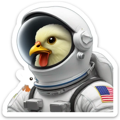 Astronaut with helmet shut riding a chicken sticker
