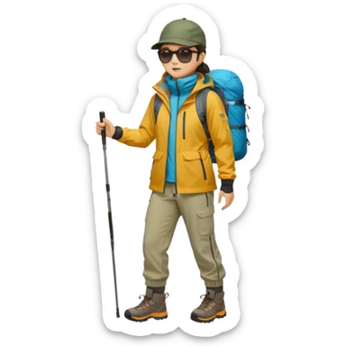 남미 여행에 가는 한국인의 전신을 그려줘! 바로 하이킹 갈 수 있을 정도로 잘 입은!

상체

🧥 방풍·방수 재킷 (고지대·우유니 필수)

👕 얇은 레이어드 2~3벌 (일교차 대비)

하체

👖 편한 바지(청바지 X, 스트레치 추천)

신발

👟 접지력 좋은 운동화 (마추픽추 필수)

🥾 우유니: 방수 신발 or 장화

악세사리

🧣 넥워머·모자 (아침/저녁 체감 -5~10도)

🕶️ 선글라스 (우유니·사막지역 눈부심 강함)
 sticker