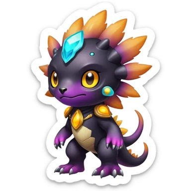 Cute cool colorful dark nebula fantasy-Digimon-animal-hybrid full body sticker