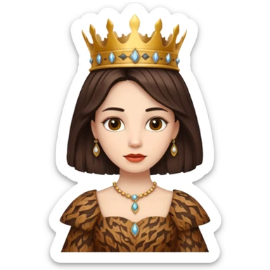 Queen wearing a bark-patterned dress sticker