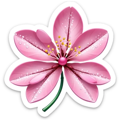 Stylized pink glitter cherry blossom flower (sakura) sticker