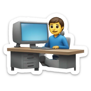 a man behind a computer with an argentinian flag sticker