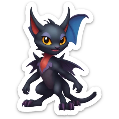  Kawaii Edgy Cool Vampiric Beautiful Noivern-Nargacuga-Litten with big Bat Ears full body sticker