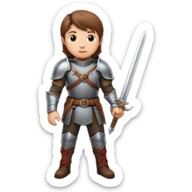 a medieval adventurer with a dungeons behind it sticker