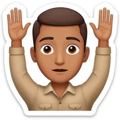 Indian person with hands up in surrender sticker