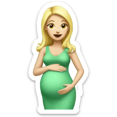 blonde pregnant woman at the Christmas tree sticker