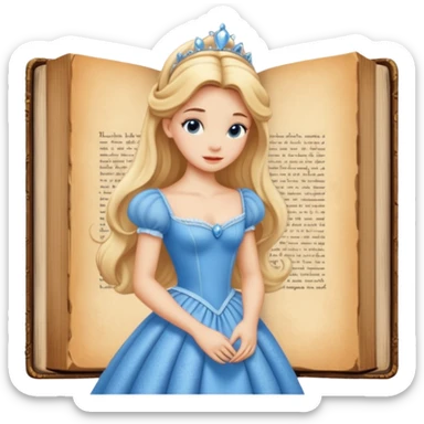 Cinderella in old book story sticker