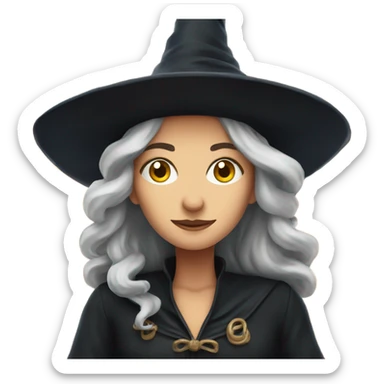 a witch inside a big classical ship sticker