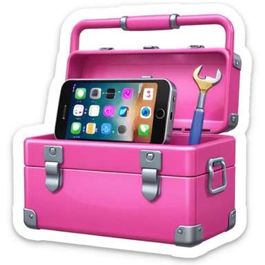 girly cellphone with a pink mini toolbox sticker