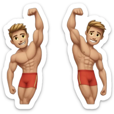 one muscular anm and one skinny arm sticker