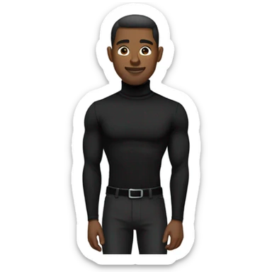 muscle black turtleneck shirt and black pants sticker