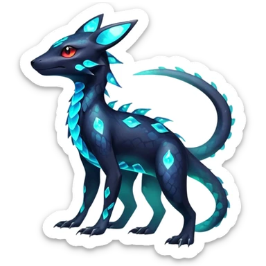 Colorful Neon Exotic Salandit-Aurorus-Umbreon-Fakémon-hybrid-creature (full body)  sticker