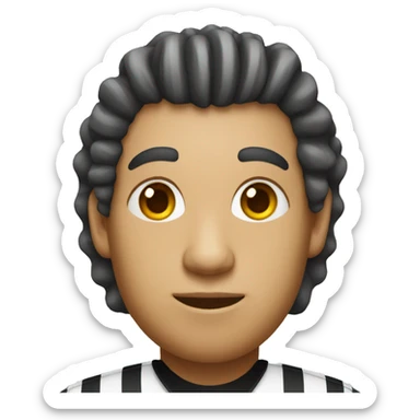 male basketball referee with curly hair and white skin sticker