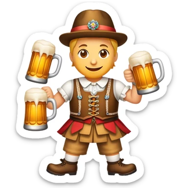 Cinematic Realistic Oktoberfest Pop Culture Emoji, depicting a vibrant celebration with beer, music, and traditional costumes rendered with dynamic textures and festive lighting. sticker