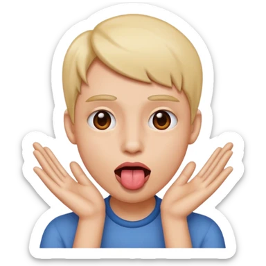 tongue out hands on the side of face sticker