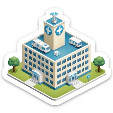 hospital isometric view sticker