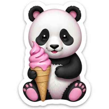 Panda eating ice cream sticker