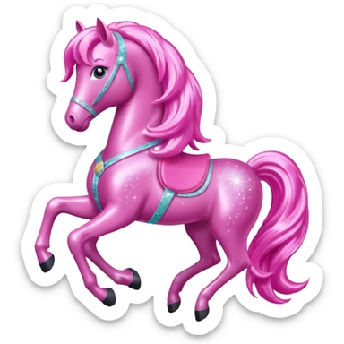 a pink barbie sparkling horse emoji sticker