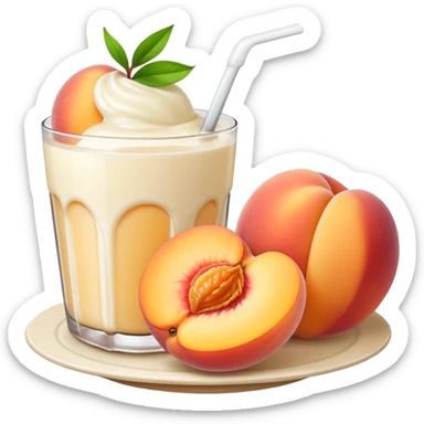 There is a lot of milk on the cut peaches. sticker