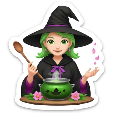 green witch cooking potion😈🌸 sticker