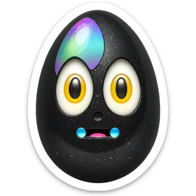 black glittery egg cracked open sticker