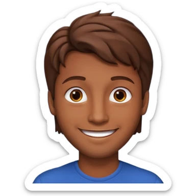 Color de piel moreno los ojos ke sean de estrella riéndose y pelo café hombre  el pelo asialado🤩pelo asía a bajo o y los ojos de estrellas sticker