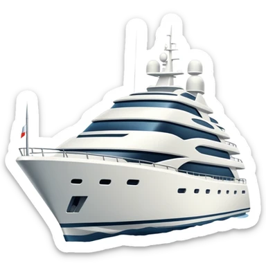 large yacht facing to the left on white background sticker
