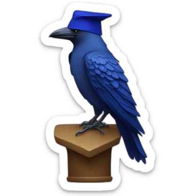 Blue Crow with alumni hat and mantle sticker