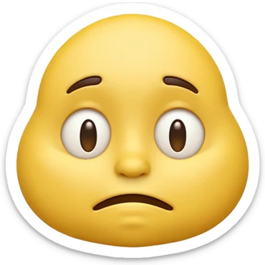 iOS-style 3D classic round yellow emoji face, half-closed droopy eyes, small uneven mouth, and slight head tilt, expressing sleepy and just-woke-up grogginess sticker