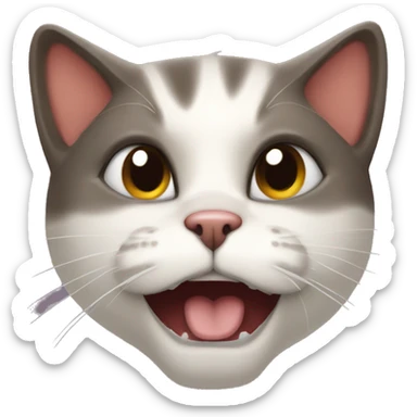 Cat biting lip with a smoldering face  sticker