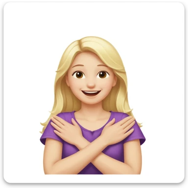 arms crossed holding neck laughing long, blonde hair girl sticker