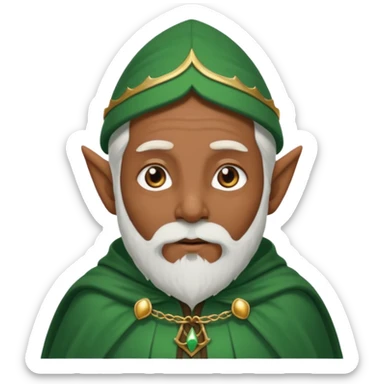 Wise elf with white beard, brown skin and cape sticker