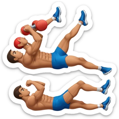 side-view of guy doing decline abdominal Crunches with sixpack sticker